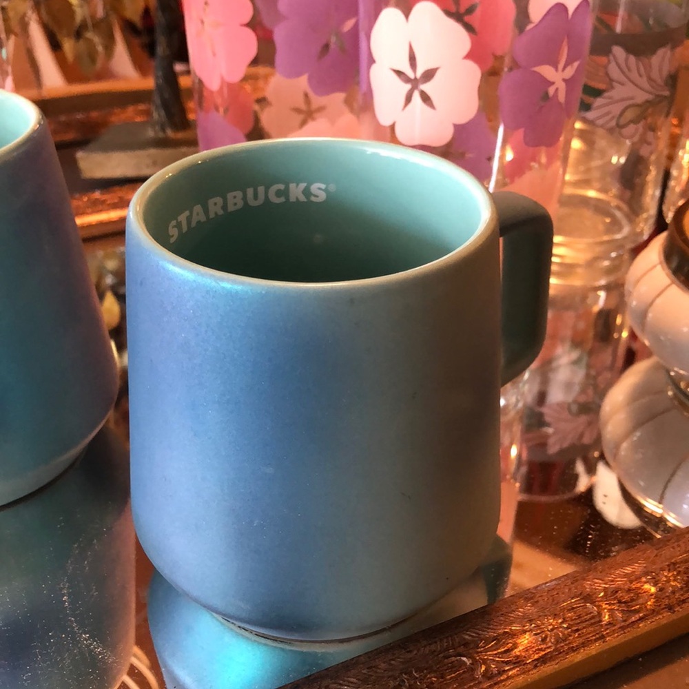 🌸STARBUCKS Blue Ceramic Mug 2 with Modern Design 🦄🦄